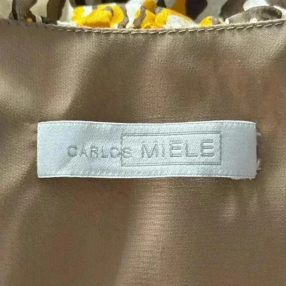 CARLOS MIELE Beige Yellow Gold Leopard Print Ruffle Detail Mini Dress Size XS - Picture 12 of 12